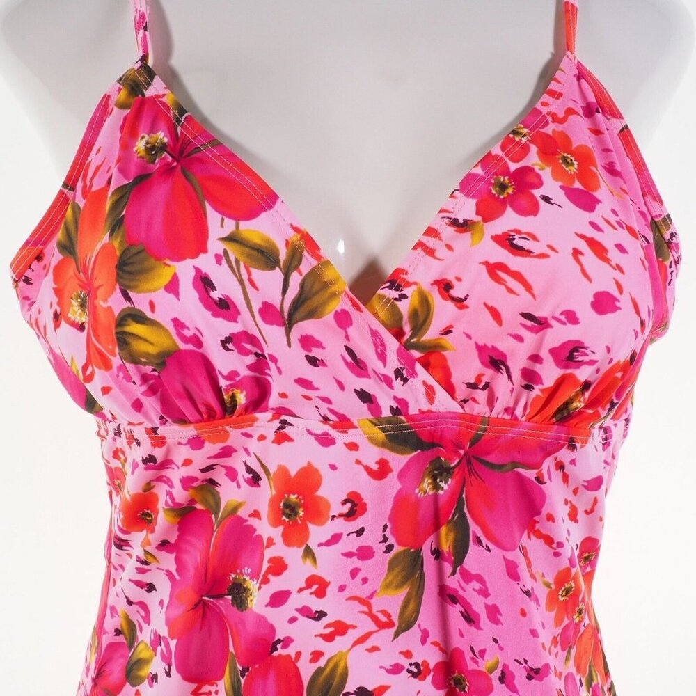 Islander Womens Swimsuit 18 One Piece Pink Floral Adjustable Straps - Picture 5 of 9